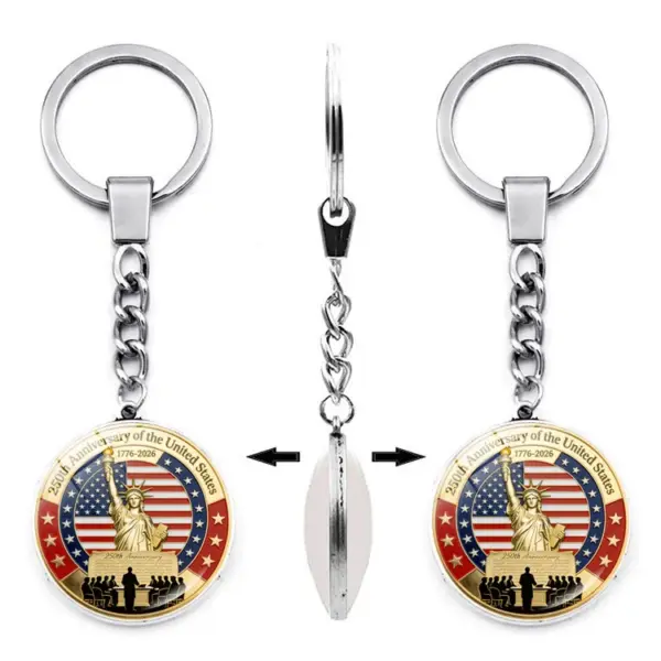 Wholesale United States American National Day Key Chain Made Of Durable Zinc Alloy, Perfect Souvenir Or Gift