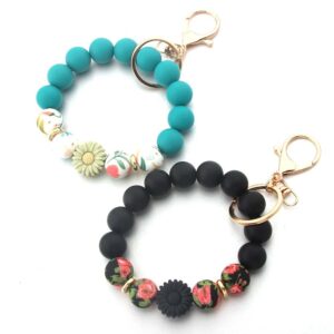 Wholesale Amazon Cross-border Hot Sunflower Bracelet Silicone Bead Bag Bag Hanging Bracelet Women's Bracelet Keychain