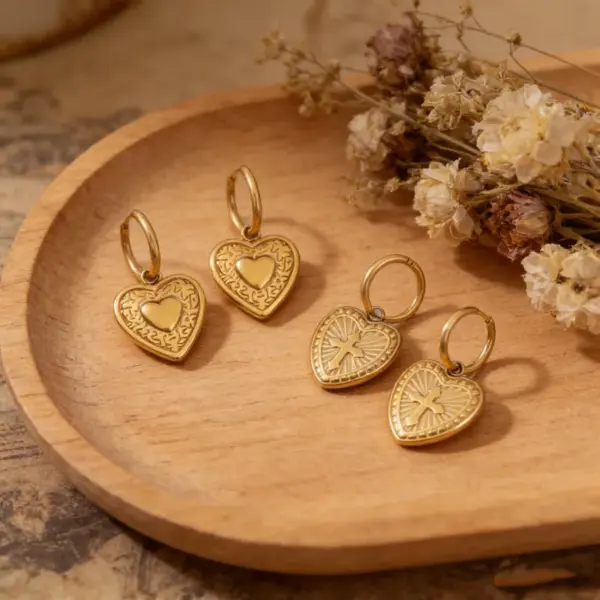 Wholesale Waterproof Non Tarnish Cross Earrings For Women, 316 Stainless Steel With 18K Real Gold PVD Coated Plating, 0.03µm Thickness