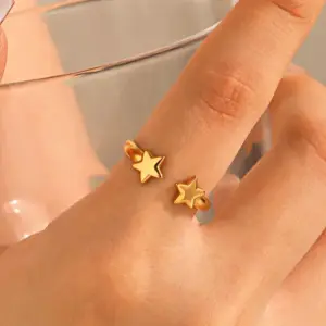 oly-309ec69dafee658a755d4d5a9c0e33ec Wholesale Jewelry Simple Style IG Style Star 304 Stainless Steel 18K Gold Plated Open Rings
