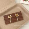 oly-30a22a3e073c29a84fffc3366a1b4441 Wholesale Autumn and winter leopard print cat fish earrings women's sweet and exquisite Maillard color furry high-end earrings