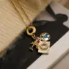 Wholesale Vacation Streetwear Earth Airplane Copper 18k Gold Plated Zircon Pendant Necklace In Bulk