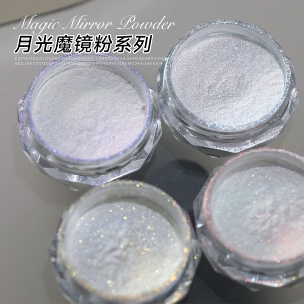 oly-30ae50c507c0ba55bb24a06249028621 Wholesale Nail art moonlight powder magic aurora powder silver nail magic mirror powder pearl glitter