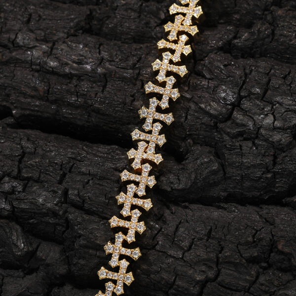 Wholesale Copper cross bracelet with zircon stones