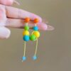 Wholesale Color Beaded Earrings Long Fashion Sweet Candy Color Tassel Earrings Cool Cute Girly Elegant Earrings Women