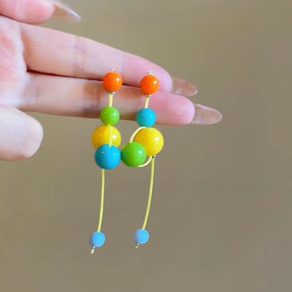 Wholesale Color Beaded Earrings Long Fashion Sweet Candy Color Tassel Earrings Cool Cute Girly Elegant Earrings Women