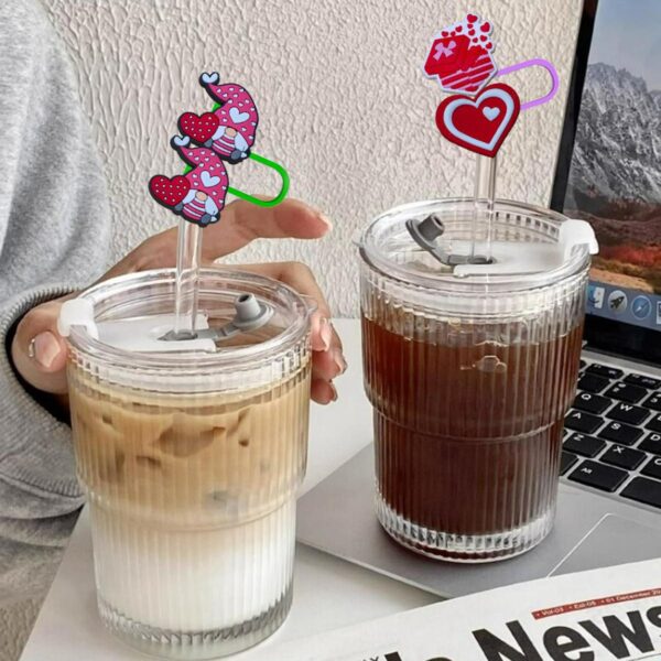 Wholesale Valentine's Day 4 Creative Cartoon Double-headed Straw Cap Shein Pvc Straw Dust Cap Universal Straw Dust Plug