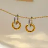 Wholesale E10 Minimalist Circle Earrings Double Layer Circle Splicing Ear Jewelry Stainless Steel 18k Gold Women's Accessories