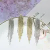 Wholesale 1 Pair Fashion Tassel Inlay Diamond Copper Rhinestones Drop Earrings