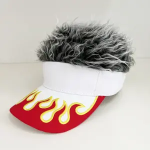 Red and White Flames - Gray Wig / adjustable