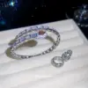 Wholesale Snake Pattern Jewelry Set For Women In Silver Copper With Zircon Inlay, 1 Set