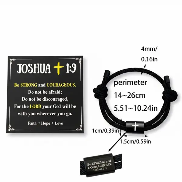 Wholesale Men's Cross Bracelet, Teenage Boy Gift, Religious Bible Verse Joshua 1:9 Black Cross Bracelet, Gift From Mom, Catholic Baptism, Confirmation, Birthday, Christmas Gift For Son, Grandson, Nephew