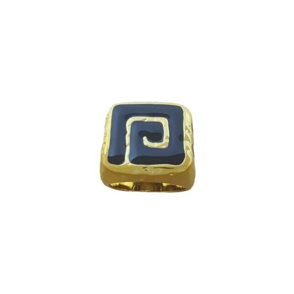 oly-30e08bc526bd396b179c46755e7fbc94 Wholesale Back-shaped enamel color contrast bracelet French niche design retro simple fashion temperament high-end sense gold ring