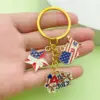 Wholesale USA Star Heart Balloon National Flag Keychain Hat Independence Day Commemorative Keyring Small Gifts