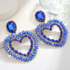 Wholesale Valentine's Day  Love earrings fashion color alloy rhinestone hollow love earrings jewelry
