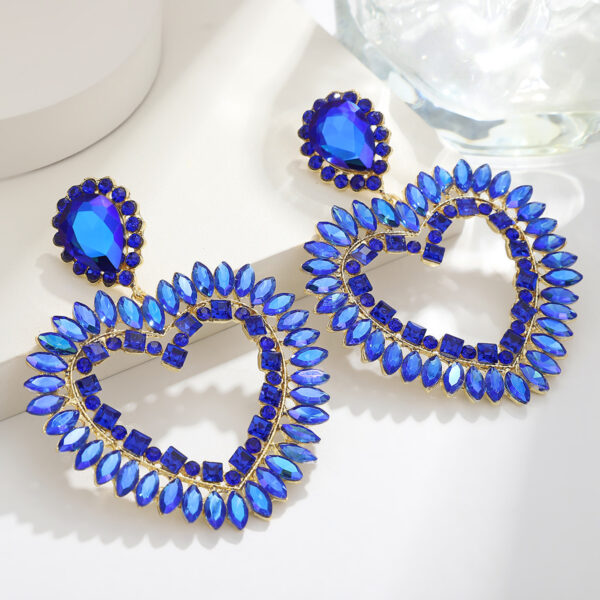 Wholesale Valentine's Day  Love earrings fashion color alloy rhinestone hollow love earrings jewelry