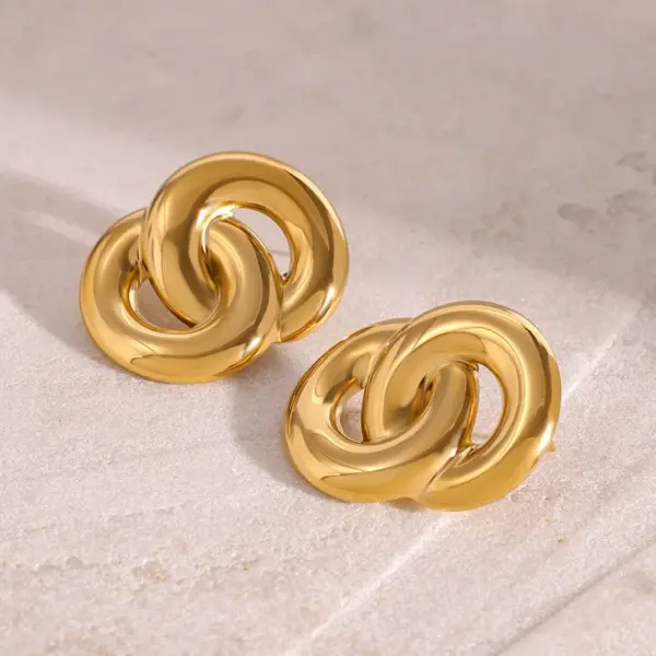 Wholesale 304 Stainless Steel Geometric PVD Coated 18K Real Gold Plated Retro Simple Style Classic Style Drop Earrings