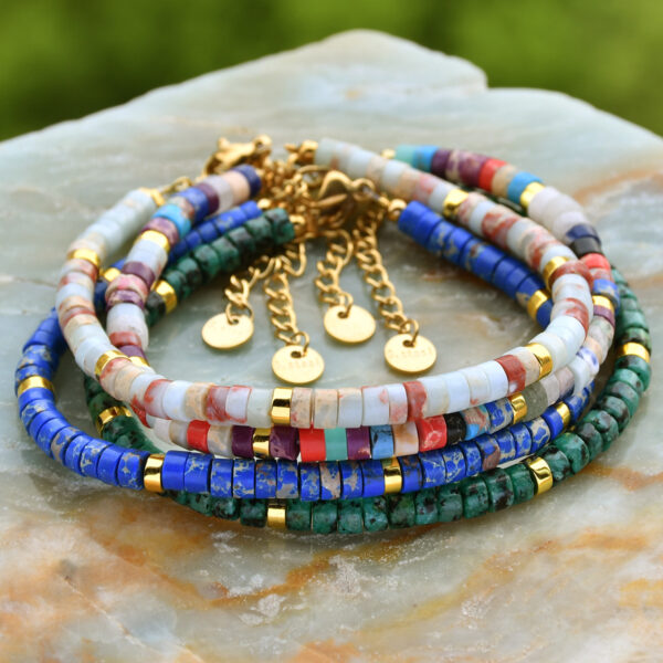 oly-3106d2fad5458a47f4c4a6d3e0ec7167 Wholesale Jewelry Colorful Natural Stone Beaded Bracelet for Girls Light Luxury High-End Simple Shoushan Stone Bracelet