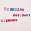 Wholesale Halloween Short T-shaped Ballet Nail Stickers Red White Blue Striped Stars Removable Nail Stickers Plastic Wearable Nails