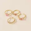 Wholesale Women’s Petal Open Ring With Natural Stone Inlay, Copper Base Featuring 18K Real Gold Water Plating And Stone Texture Craft