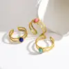 Wholesale PVD Coated 18K Gold Real Gold Plated Geometric 304 Stainless Steel Retro Classic Style Waterproof Non Tarnish Open Rings