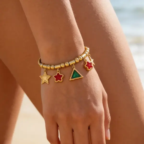 Wholesale Solid Color Couple Bracelets With 18K Real Gold Plated 304 Stainless Steel, Waterproof Non Tarnish, Featuring Zircon And Snake Chain