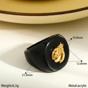 Gold Ladybug Acrylic Ring