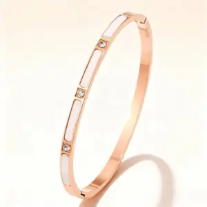 47-D-3 Rose Gold Shell Diamond-Encrusted Bracelet