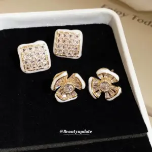 Wholesale Flowers Enamel Stud Earrings For Women With Copper And Zircon Inlay, Featuring 304 Stainless Steel Ear Pins