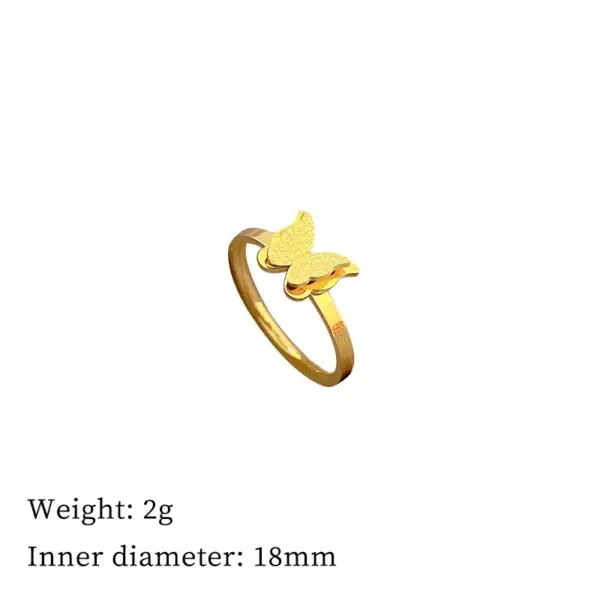 Wholesale Electroplating Golden Plated Butterfly Titanium Steel Casual Simple Style Rings