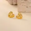Wholesale Lucky Heart Stud Earrings For Women, Waterproof Non Tarnish 304 Stainless Steel With 18K Real Gold PVD Coated Plating 0.03µm-0.05µm