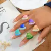 Wholesale Jewelry Elegant Cute Sweet Heart Shape 304 Stainless Steel 14K Gold Plated Enamel Plating Open Rings