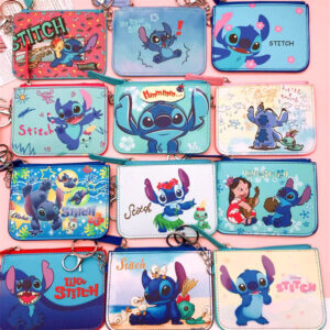 Wholesale Star Baby Stitch PU Zipper Card Case Coin Purse Cartoon Stitch with Keychain ID Case Lodge Wallet
