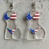 Wholesale Independence Day USA Trendy Sunflower Texas Print Acrylic Earrings Geometric Pattern Body Hook For Women Personalized Fashion