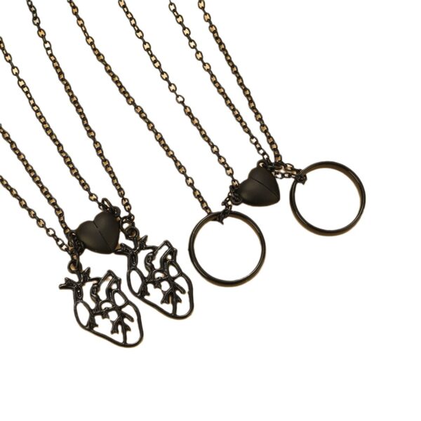 Wholesale hollow heart ring love magnetic necklace unisex magnet couple necklace suit good friend