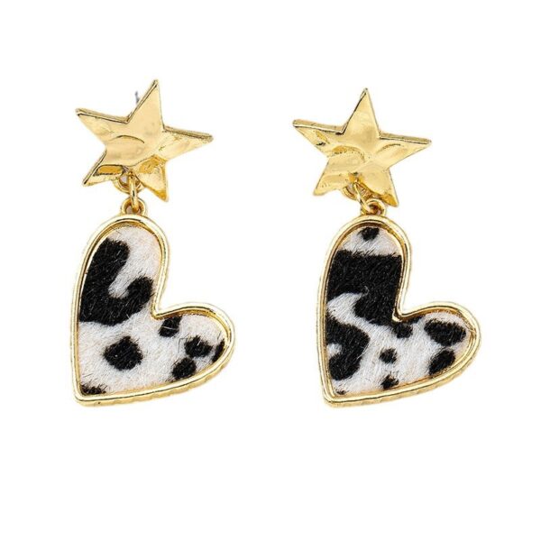 Wholesale Fashion leopard star love eardrop temperament three-dimensional trend girl style niche high-end earrings 4379