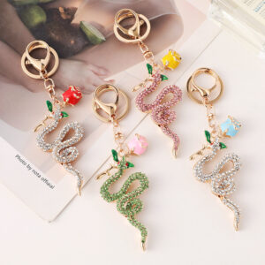 Wholesale Rose Zodiac Snake Car Keychain Zodiac Animal Bag Key Chain Pendant Small Gift