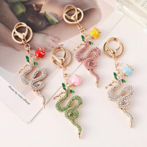 Wholesale Rose Zodiac Snake Car Keychain Zodiac Animal Bag Key Chain Pendant Small Gift
