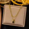 Wholesale PVD Coated Real Gold Plated 18K Gold U Shape Heart Shape 304 Stainless Steel Simple Style Waterproof Non Tarnish 304 Stainless Steel Lobster Trigger Clasp Closure Pendant Necklace