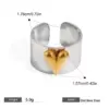 Wholesale 304 Stainless Steel Sun Moon Heart Shape PVD Coated 18K Real Gold Plated Simple Style Classic Style Waterproof Non Tarnish Plating Inlay Gold Rings