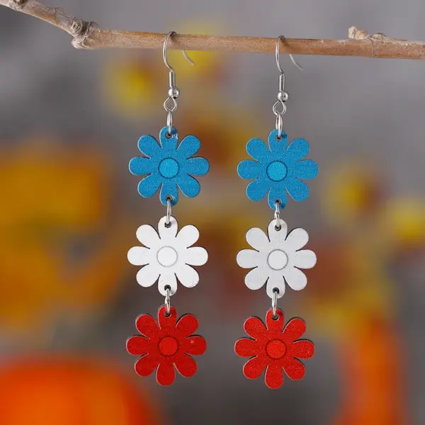 Wholesale Retro White Wood Drop Earrings For Women Featuring Floral Print Design