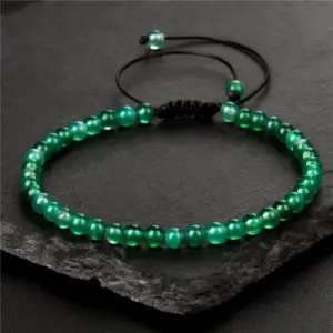 4mm Green Agate Braided Bracelet / Stretch