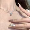 oly-3191fd9fdfef0340b538124f9b894371 Wholesale Square Diamond Zircon Necklace Women's Ins Simple Light Luxury Pendant Collarbone Chain Tanabata Valentine's Day Gift for Girlfriend