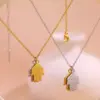 Wholesale Stainless Steel O-Shape Lockbone Chain Pendant Necklace Women's Style Electroplated 18K Gold Titanium Steel Geometric Pattern