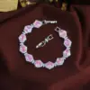 Wholesale Geometric Waterproof Non Tarnish Copper Bracelet For Women With Rhodium Plating And Zircon Inlay Featuring Tennis Chain