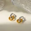 Wholesale E10 Minimalist Circle Earrings Double Layer Circle Splicing Ear Jewelry Stainless Steel 18k Gold Women's Accessories