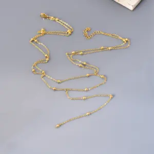Wholesale 304 Stainless Steel Solid Color PVD Coated 18K Real Gold Plated Simple Style Waterproof Non Tarnish Cable Chain Lobster Trigger Clasp Closure Necklace