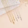 Wholesale Women’s Cross Pendant Necklace With Machine Inlaid Rhinestones, 18K Real Gold Plated 304 Stainless Steel, PVD Coated Cable Chain