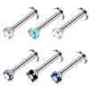 Wholesale Fashion Square Stainless Steel Inlay Zircon Lip Stud 1 Piece