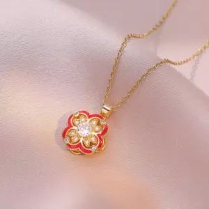 X3190 Gold Rotating Flower Necklace
